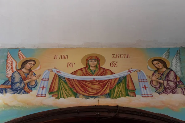 イスラエル エルサレム2022年4月 エルサレム旧市街聖アン教会下の聖母マリア生誕地内の絵画 — ストック写真
