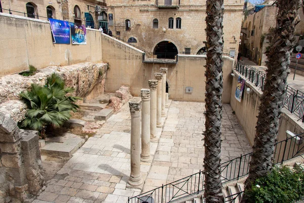 Ruínas Detalhes Rua Romana Cardo Jerusalém Israel — Fotografia de Stock