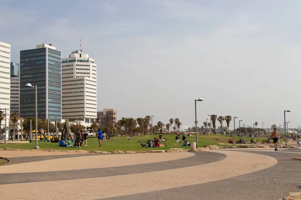 Moderne Tel Aviv Skyline Israël Uitzicht Het Strand Van Yafo — Stockfoto