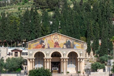 Kilisenin tüm ulusların veya acı, Bazilika olduğu Roma Katolik Kilisesi zeytin Dağı Kudüs, İsrail'de gethsemane bahçesi yakınında