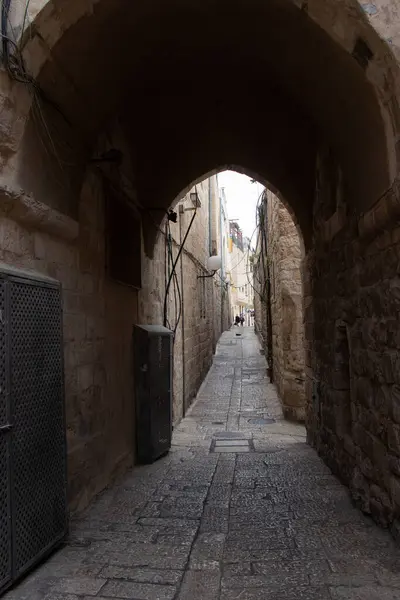 stock image Long narrow street in the Old City of Jerusalem