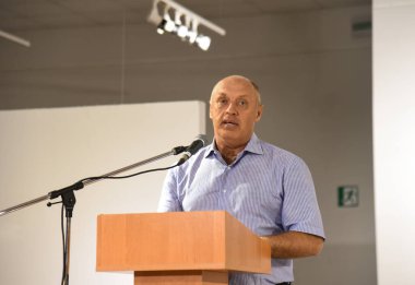 Kyiv, Ukraine - December 18, 2018: The mayor of Poltava Oleksandr Mamai during the competition 