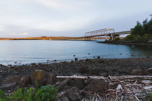 Washington Küste Hood Canal Schwimmende Brücke Land Keine Menschen Meer — Stockfoto