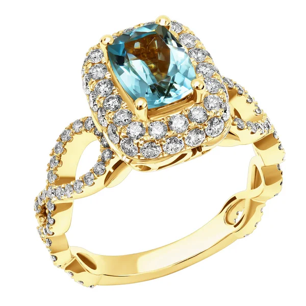 Anel Ouro Luxuoso Com Pedras Preciosas — Fotografia de Stock