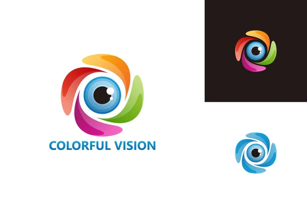Colorful Vision Logo Template Design Vector Emblem Design Concept Creative — Wektor stockowy