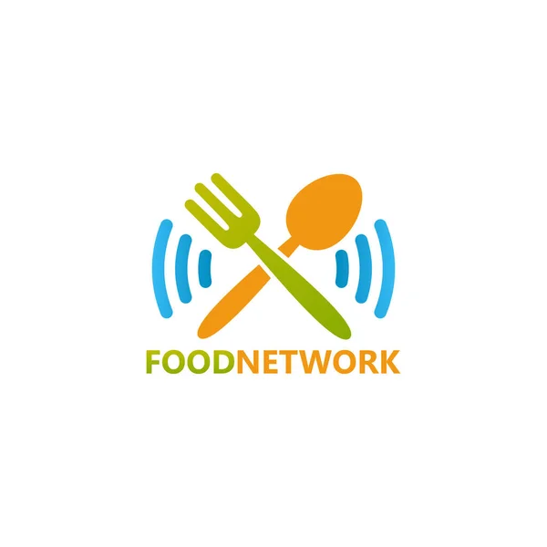 Food Internet Network Logo Template Design Vector Emblem Design Concept — Archivo Imágenes Vectoriales
