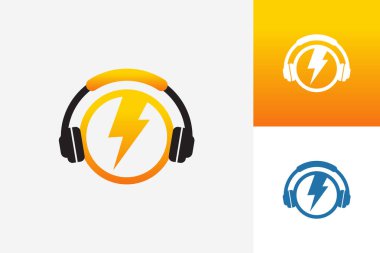 Headphone Power Logo Template Design Vector, Emblem, Design Concept, Creative Symbol, Icon