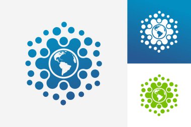 Modern Digital Creative Dots World Logo Template Design Vector, Emblem, Design Concept, Creative Symbol, Icon