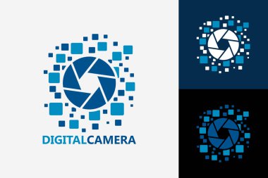 Pixel Digital Camera Logo Template Design Vector, Emblem, Design Concept, Creative Symbol, Icon