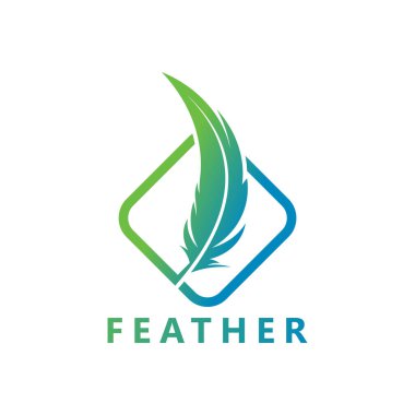 Feather Logo Şablon Tasarım Vektörü, Amblem, Tasarım Konsepti, Yaratıcı Sembol, Simge
