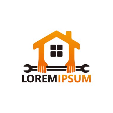 Hand repair house logo template design