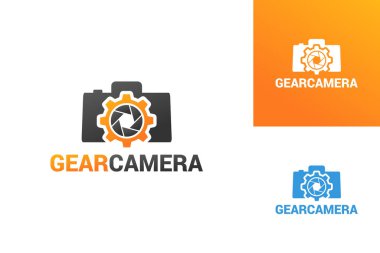 dişli kamera logosu şablon vektör resimleme tasarımı
