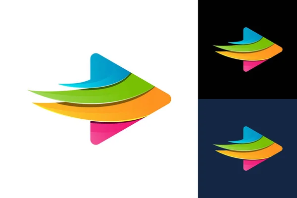 Värikäs Play Media Logo Malli Design Vector Emblem Design Concept — vektorikuva