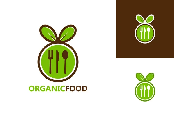 Organic Food Logo Template Design Vector Emblem Design Concept Creative — Archivo Imágenes Vectoriales