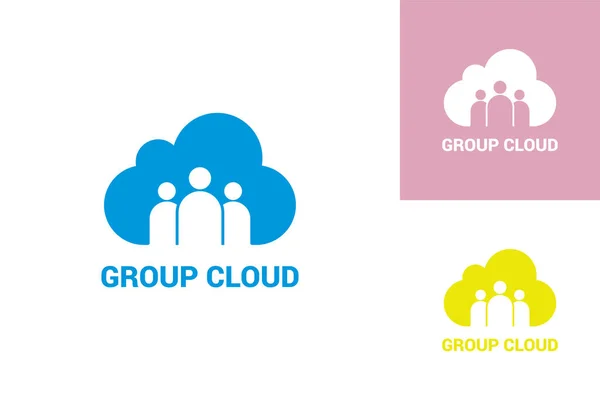 Modèle Conception Logo Cloud Computing Icône Des Personnes Des Réseaux — Image vectorielle