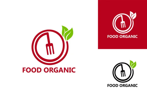 organic food logo design template vector icon illustration
