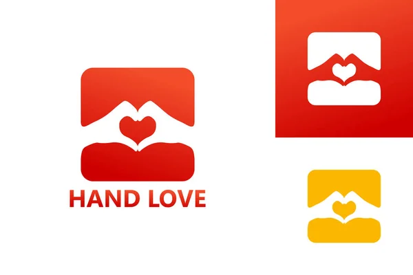 Hand Love Logo Template Design Vector Emblem Design Concept Creative — Stock Vector