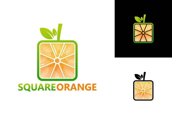 Square Orange Fruit Logo Template Design Vector Emblem Design Concept — Archivo Imágenes Vectoriales