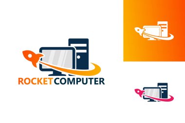 Rocket Computer Logo Template Design Vector, Emblem, Design Concept, Creative Symbol, Icon