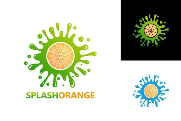 Splash Orange Fruit Logo Template Design Vector Emblem Design Concept — Archivo Imágenes Vectoriales