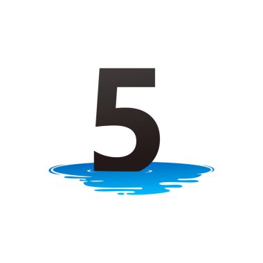 Letter 5 and Puddle Water Logo Template Design Vector, Emblem, Design Concept, Creative Symbol, Icon
