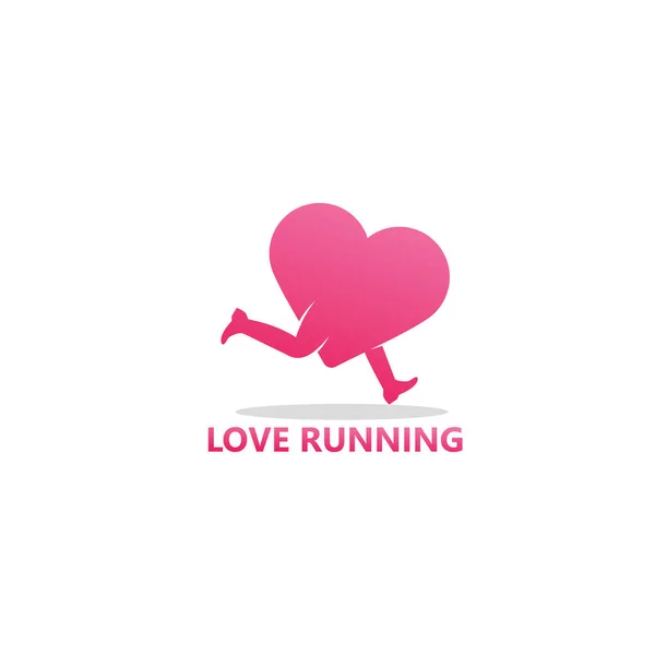 Love Running Logo Template Design Vector Emblem Design Concept Creative — Stock Vector