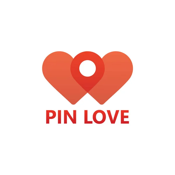 Pin Love Logo Template Design — Stok Vektör