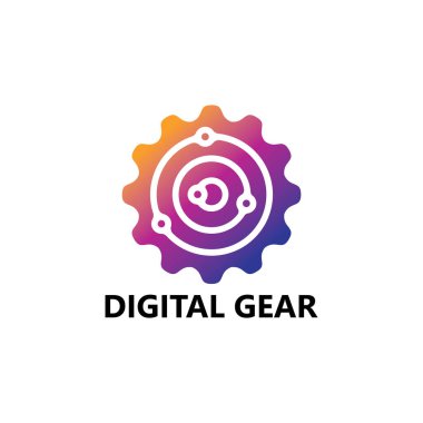 Digital gear logo template design