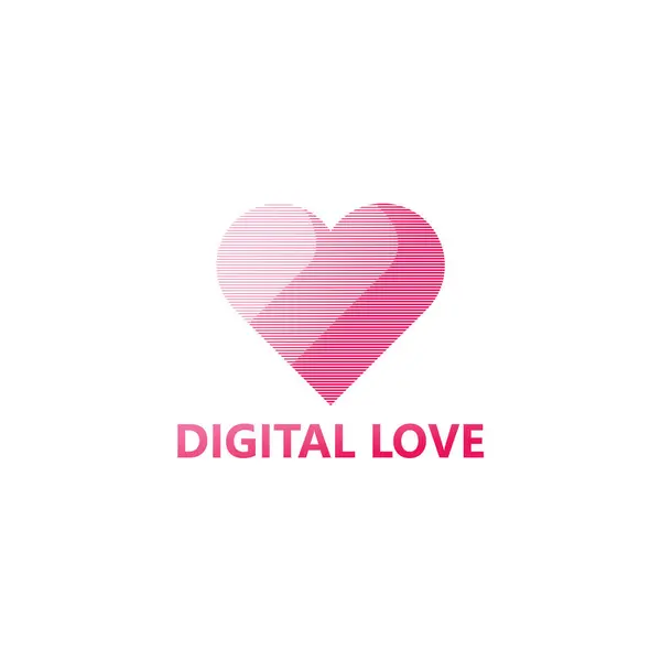 Digital Love Logo Template Design — Stock Vector