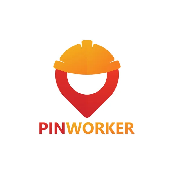 Pin construction worker logo template design
