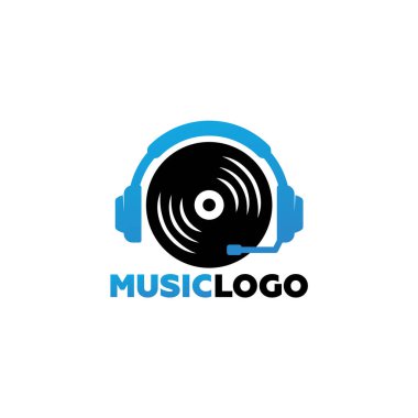 Müzik logo şablonu vektör simge illüstrasyon tasarımı
