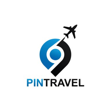 Plane Pin Travel Logo Template Design