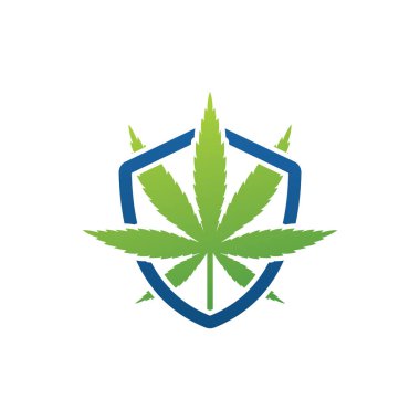 Marijuana shield logo template design
