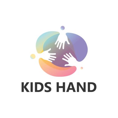 Kids hand playing logo template design