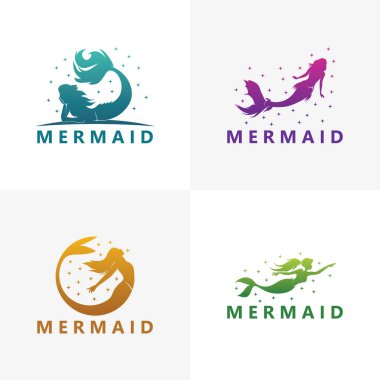 Set mermaid logo template design