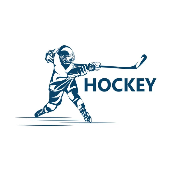 Design Modello Logo Giocatore Hockey — Vettoriale Stock