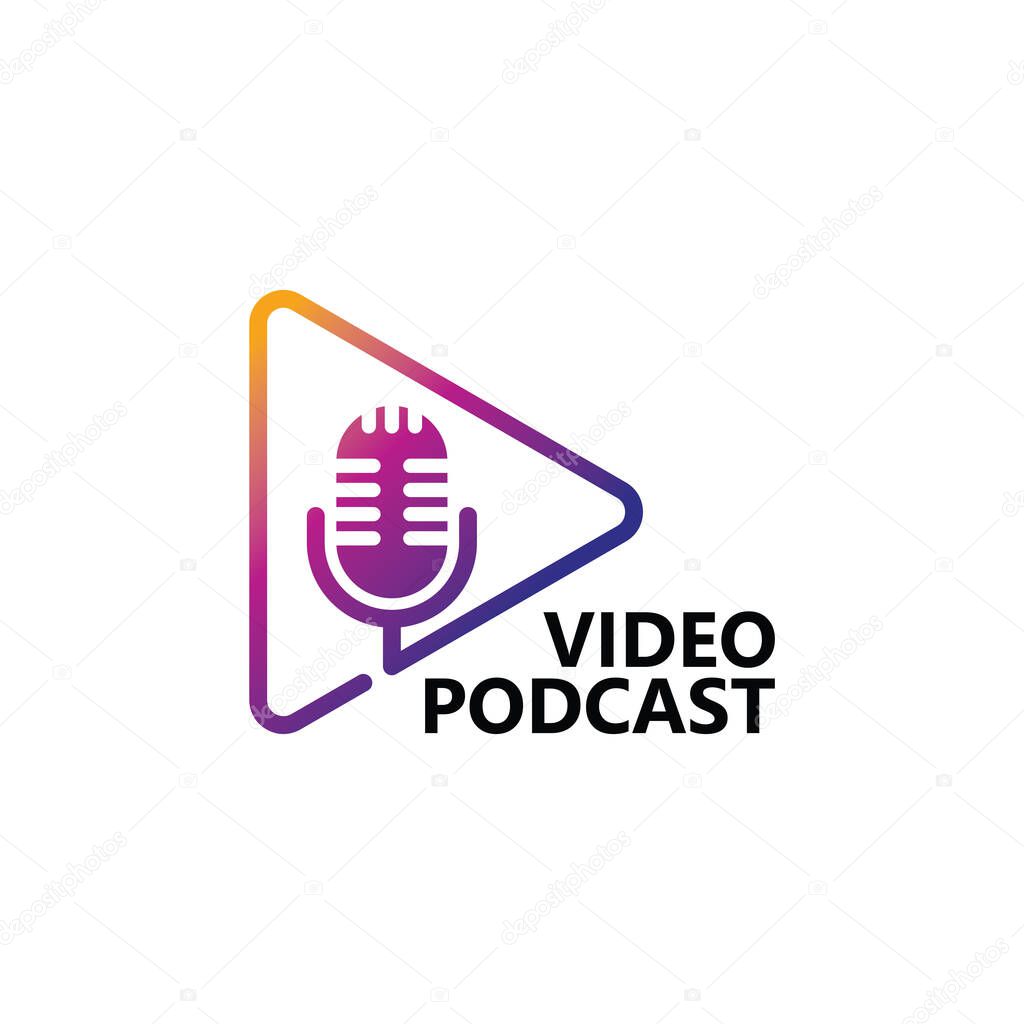 Video play podcast logo template design