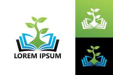 Plant book logo template design vector