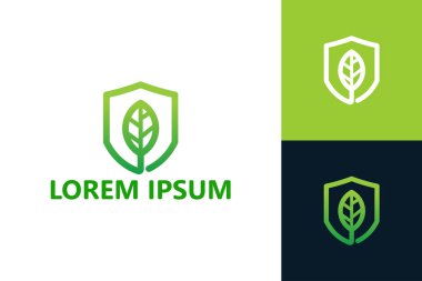 Plant shield logo template design vector