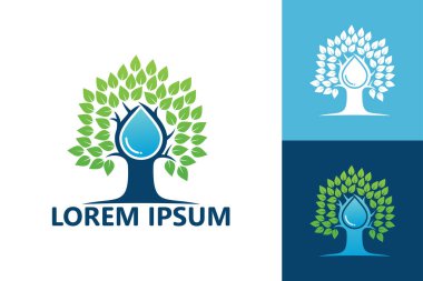 Water tree logo template design vector