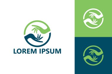 Hands helping each other logo template design vector