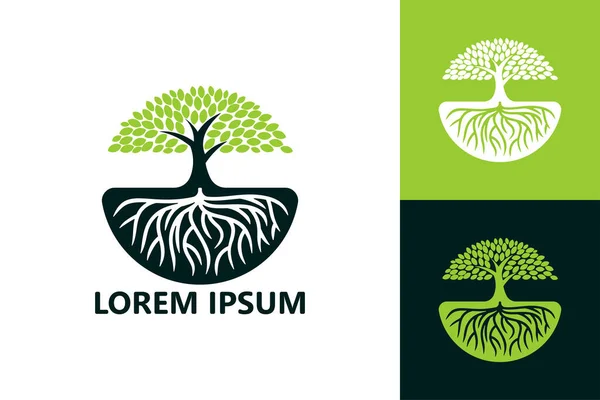 Trees and roots logo template design vector