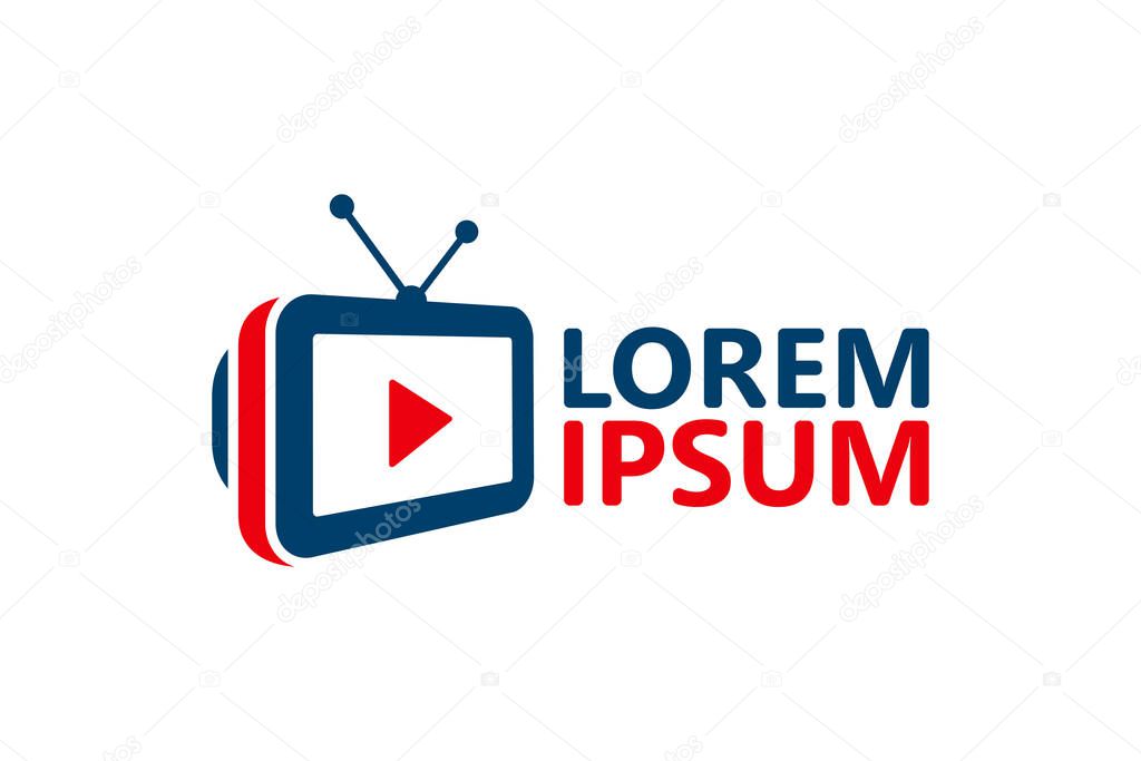 Play video television logo template design vector