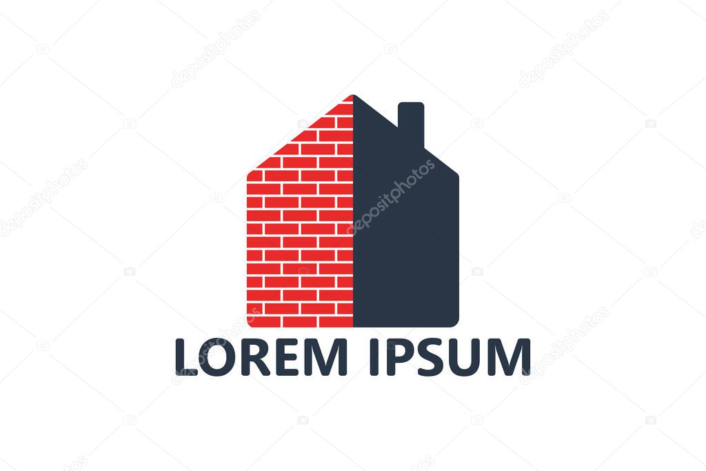 Brick house logo template design vector