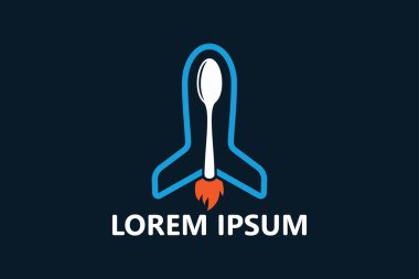 Roket yemek kaşığı logo şablonu tasarım vektörü