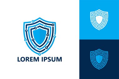 Digital shield logo template design vector