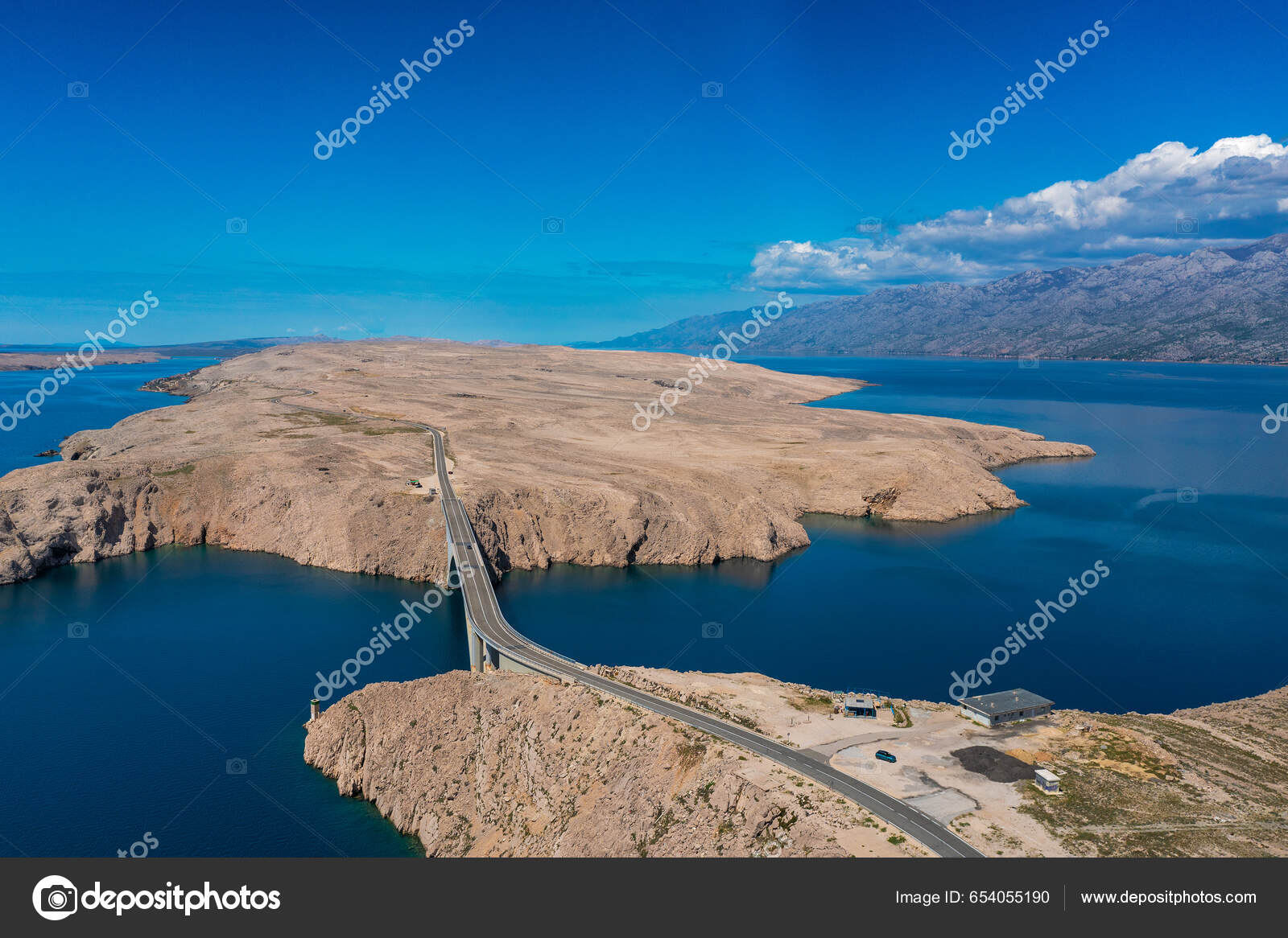 Aerial View Bridge Pag Island Croatia — Stock Photo © gsafarek #654055190, image size:1600x1166