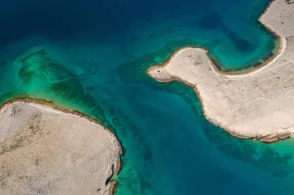 Vista Aérea Paisagem Estéril Ilha Pag Croácia — Fotografia de Stock