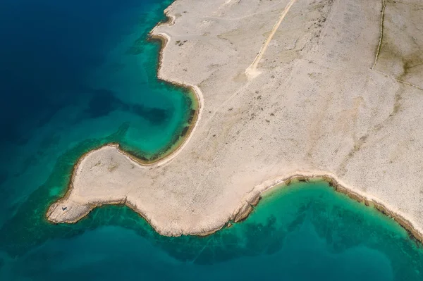 Vista Aérea Paisagem Estéril Ilha Pag Croácia — Fotografia de Stock