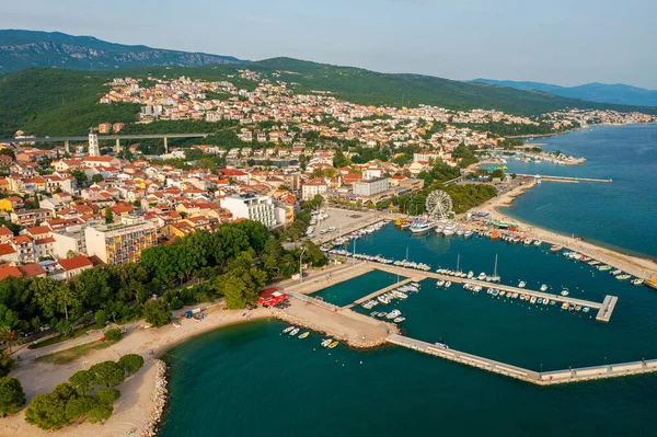 Vista Aérea Cidade Crikvenica Croácia — Fotografia de Stock